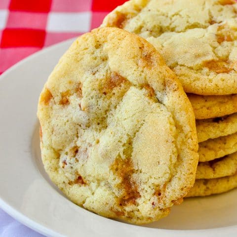 Toffee Pecan Cookies close up square cropped photo for featured image