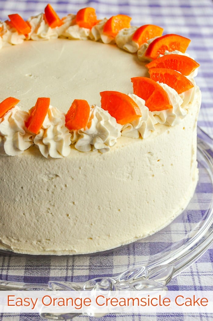 Easy Orange Creamsicle Cake photo with title text for Pinterest