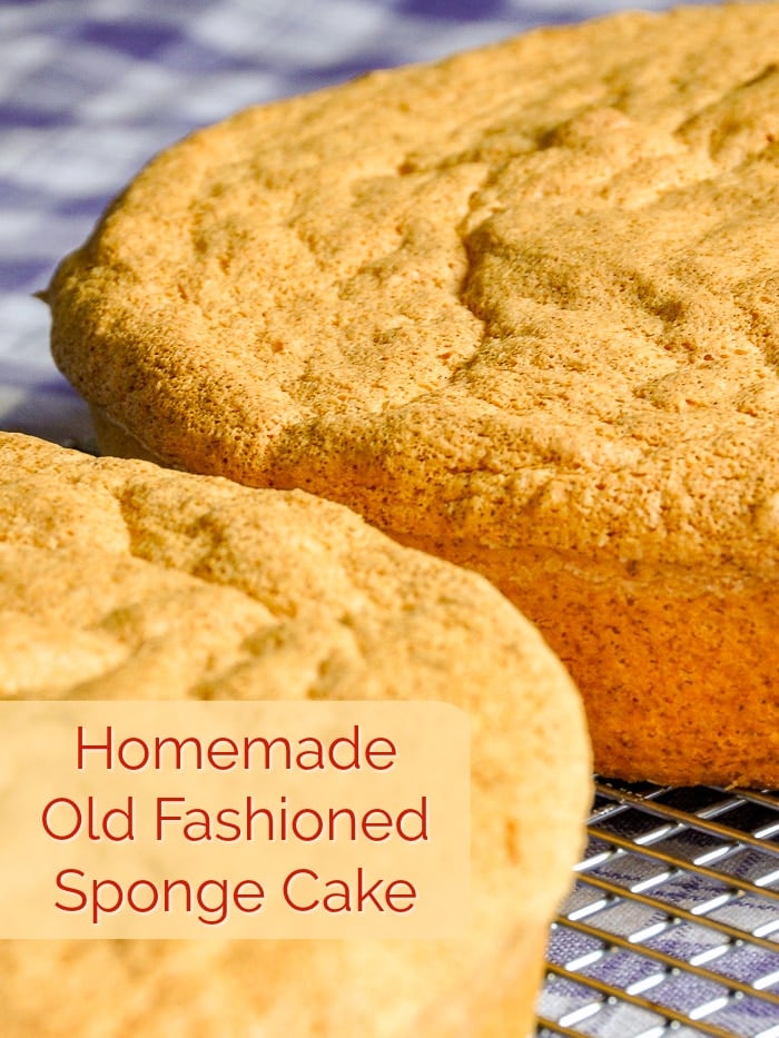 Old Fashioned Sponge Cake photo with title text for Pinterest