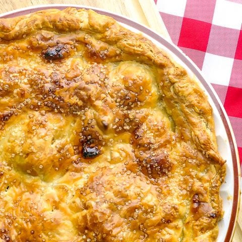 Apple Turnover Pie close up photo of baked pie