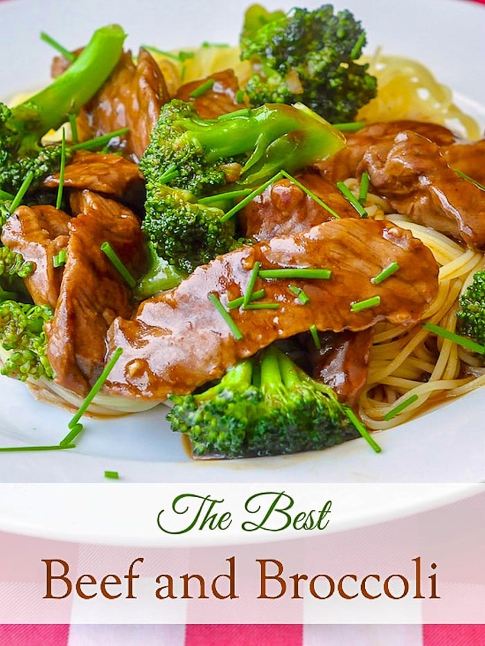 Beef & Broccoli image with title text for Pinterest