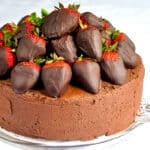 Chocolate Fudge Cake with Chocolate Truffle Dipped Strawberries square cropped photo for featured image