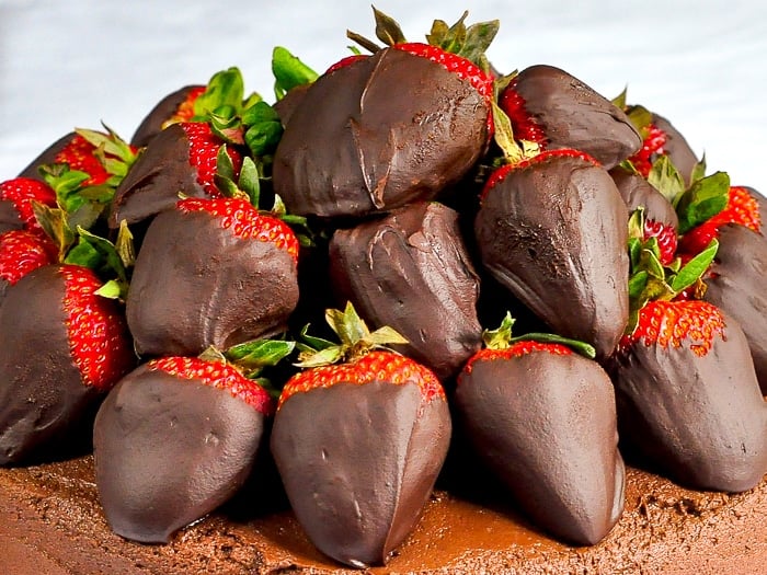 Close up photo of Chocolate Truffle Dipped Strawberries