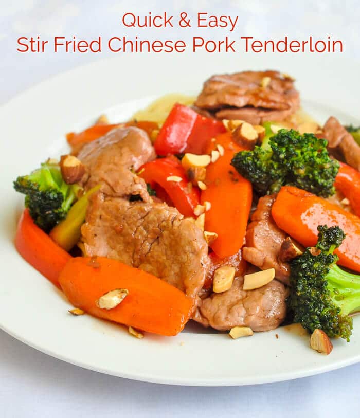 Stir Fried Chinese Pork Tenderloin image with title text