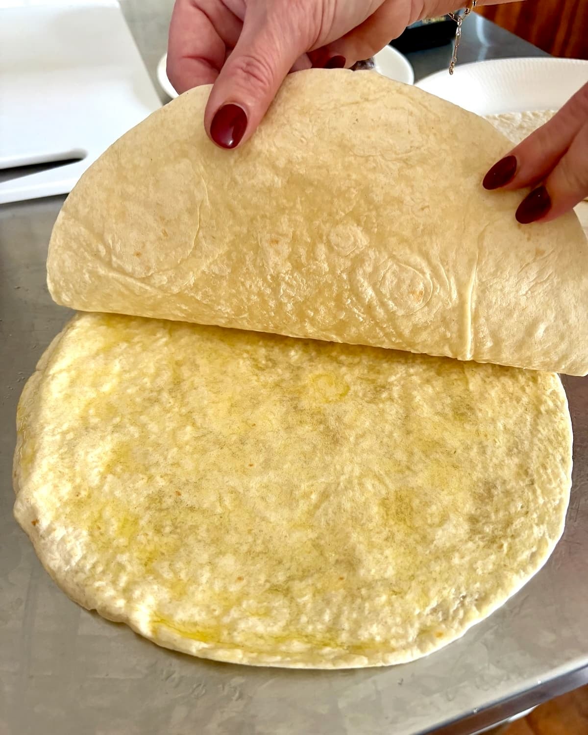 Add the second tortilla.