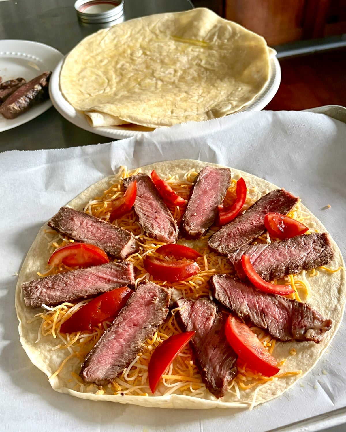 Add the meat and veggies.