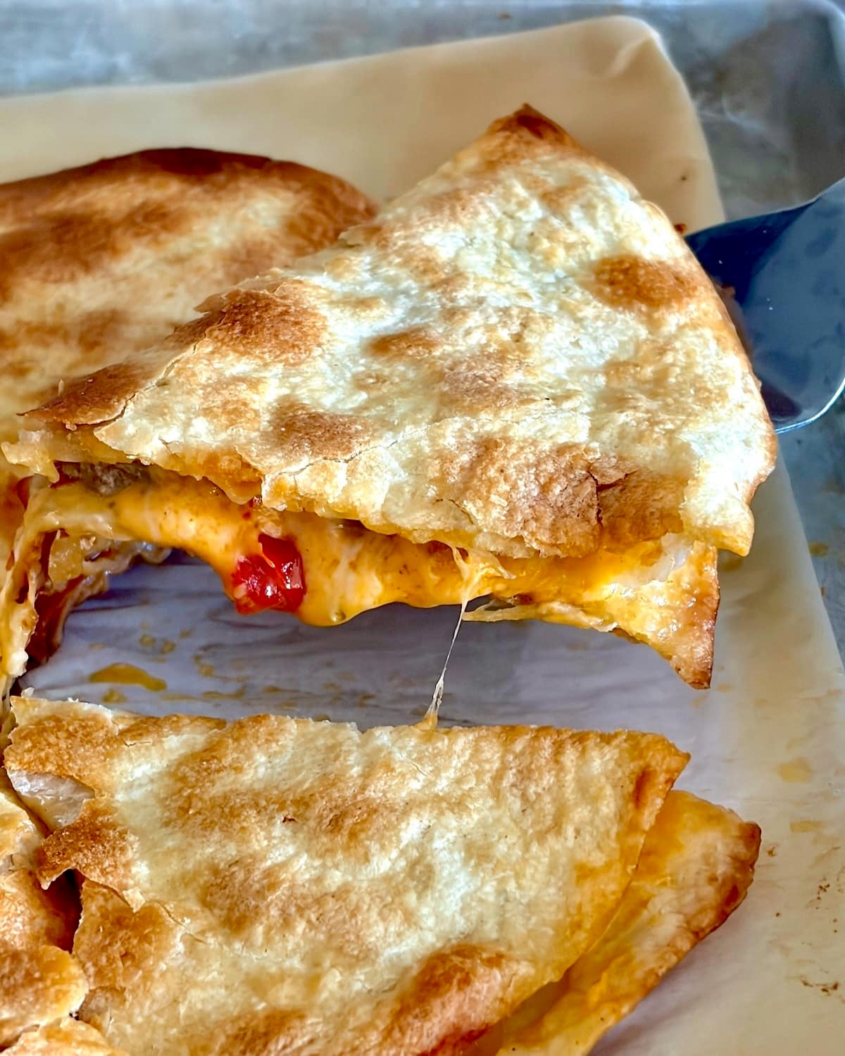 photo showing cheese inside the quesadilla.