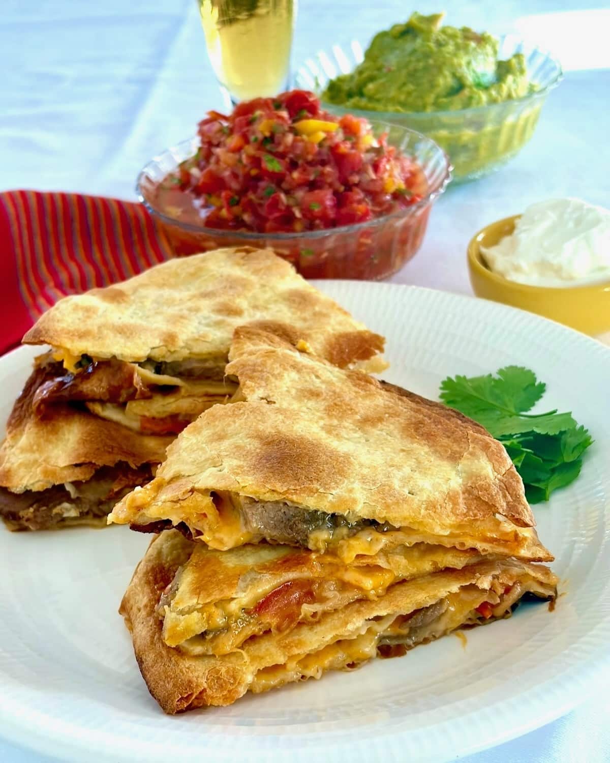 No Fry Oven Quesadillas. on a white plate.