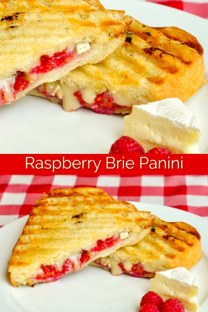 Raspberry Brie Panini photo collage with title text for Pinterest