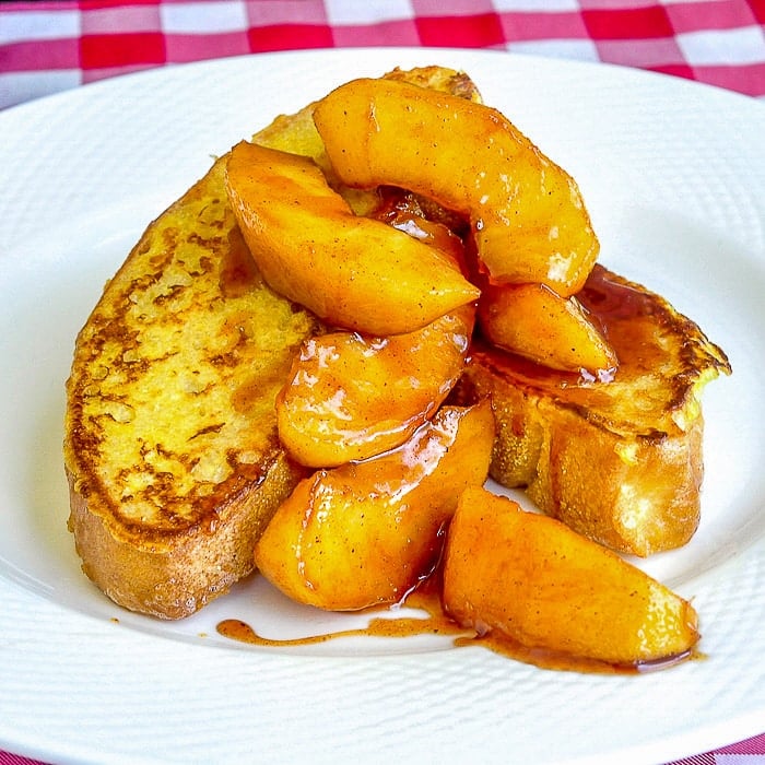 Glazed Apple French Toast photo of a single serving on a white plate