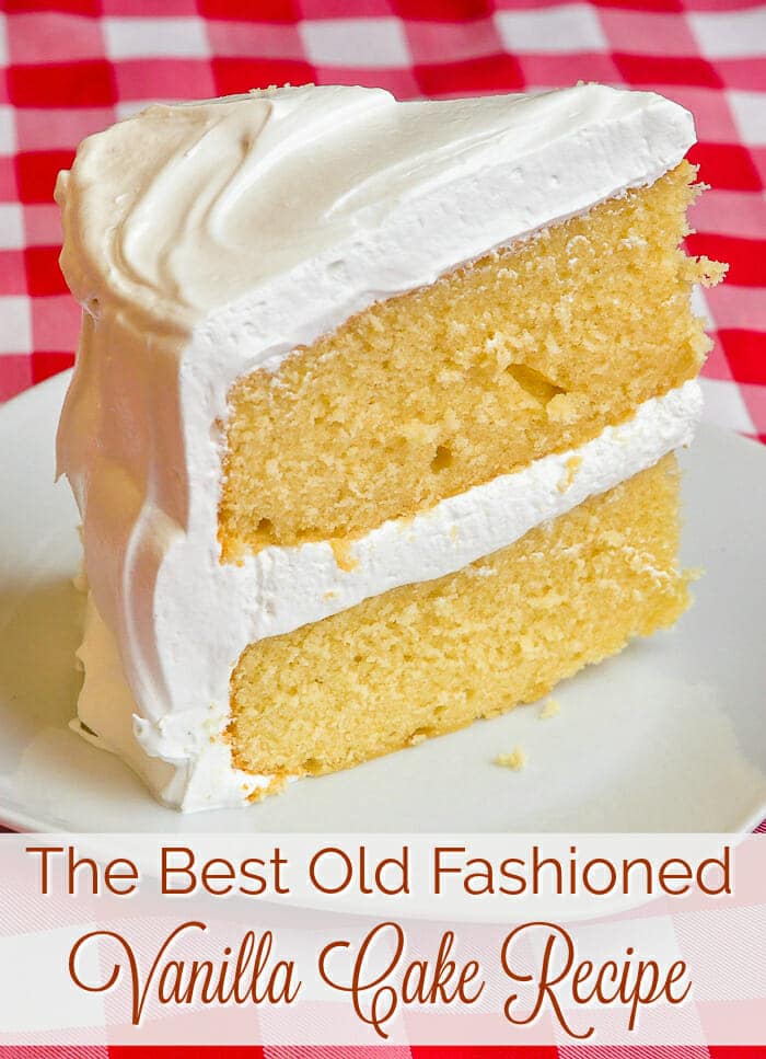 The best vanilla cake photo with title text for Pinterest