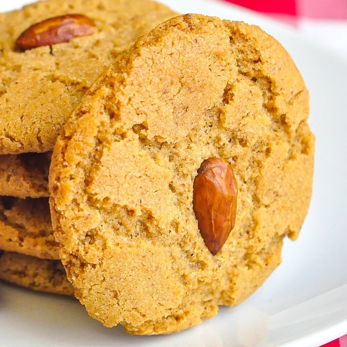 Almond Butter Cookies close up photo of a single cookie