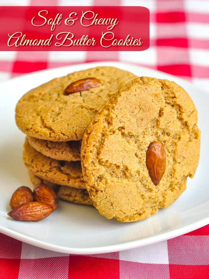 Almond Butter Cookies photo with title text for Pinterest