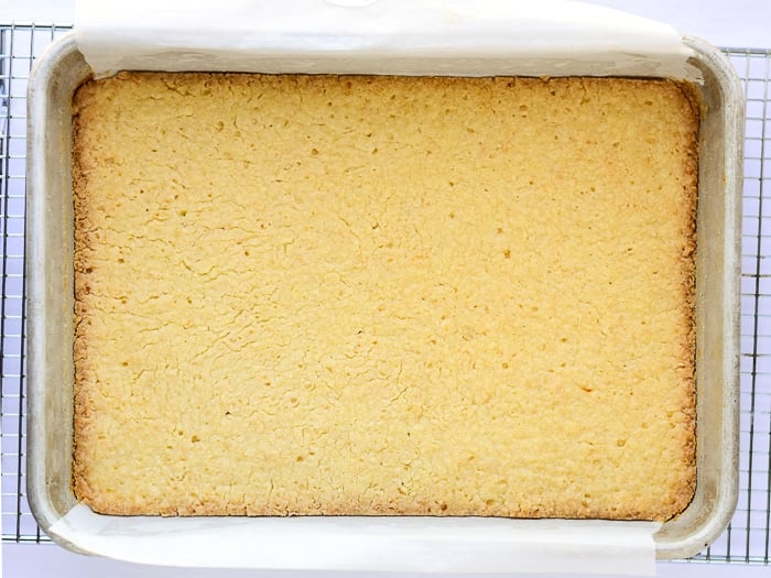 Bake the bottom layer until golden brown at the edges
