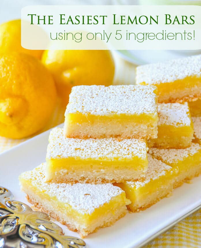 Super Easy Lemon Bars using only 5 simple ingredients