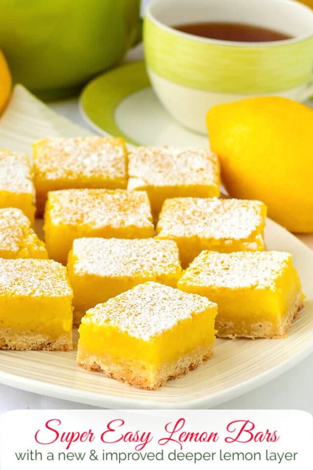 Super Easy Lemon Bars. New & improved with only 5 simple ingredients!