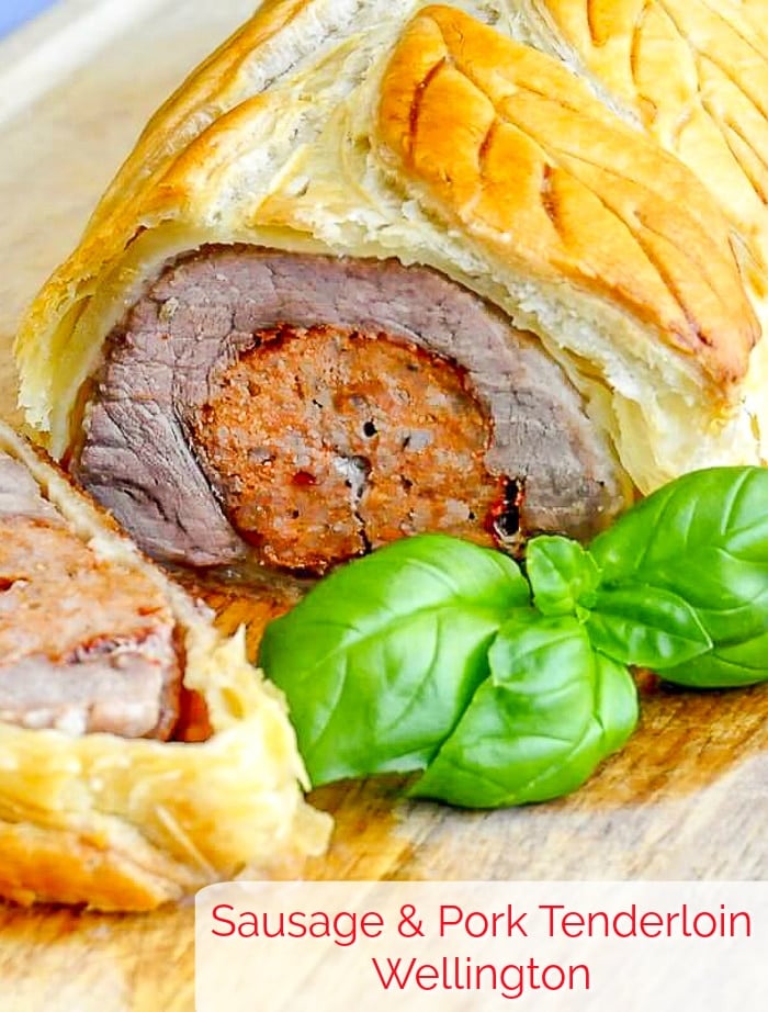 Sausage Pork Tenderloin Wellington photo with title text for Pinterest