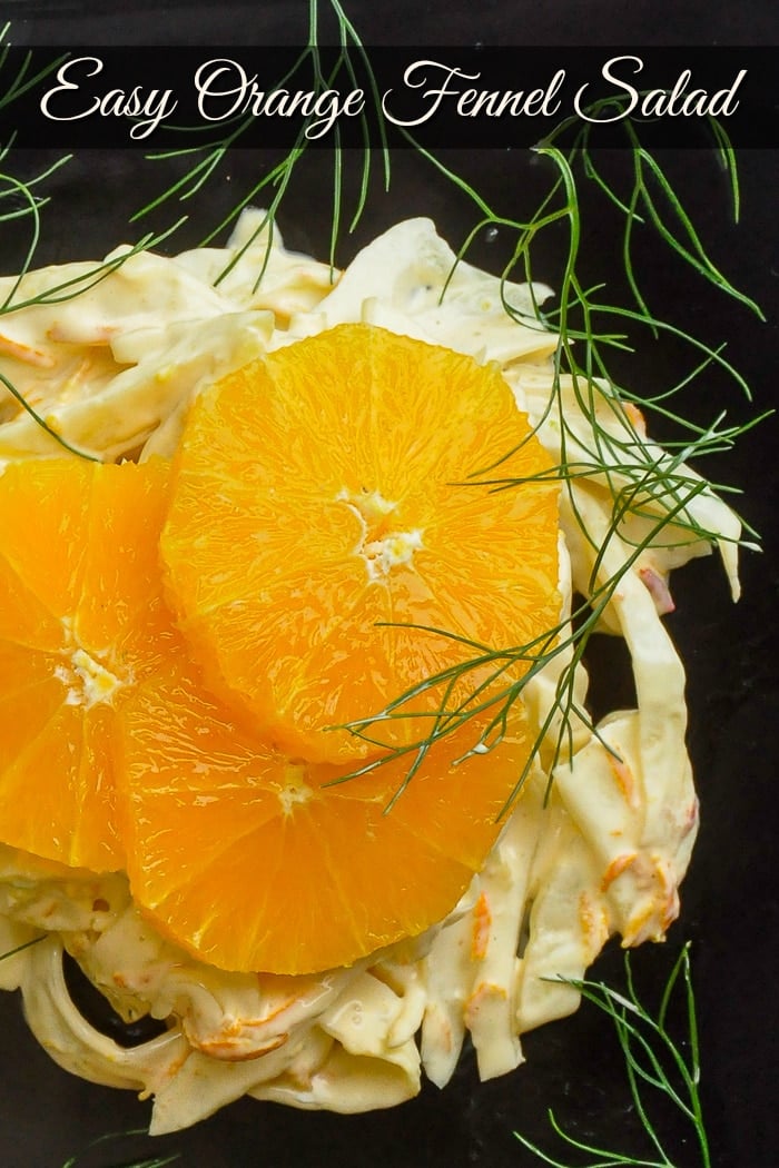 Spicy Orange Fennel Salad photo with title text for Pinterest