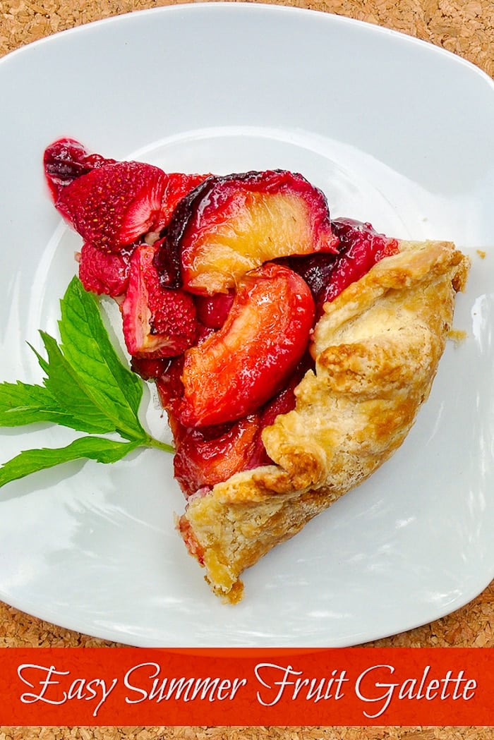 Easy Summer Fruit Galette single slice with title text