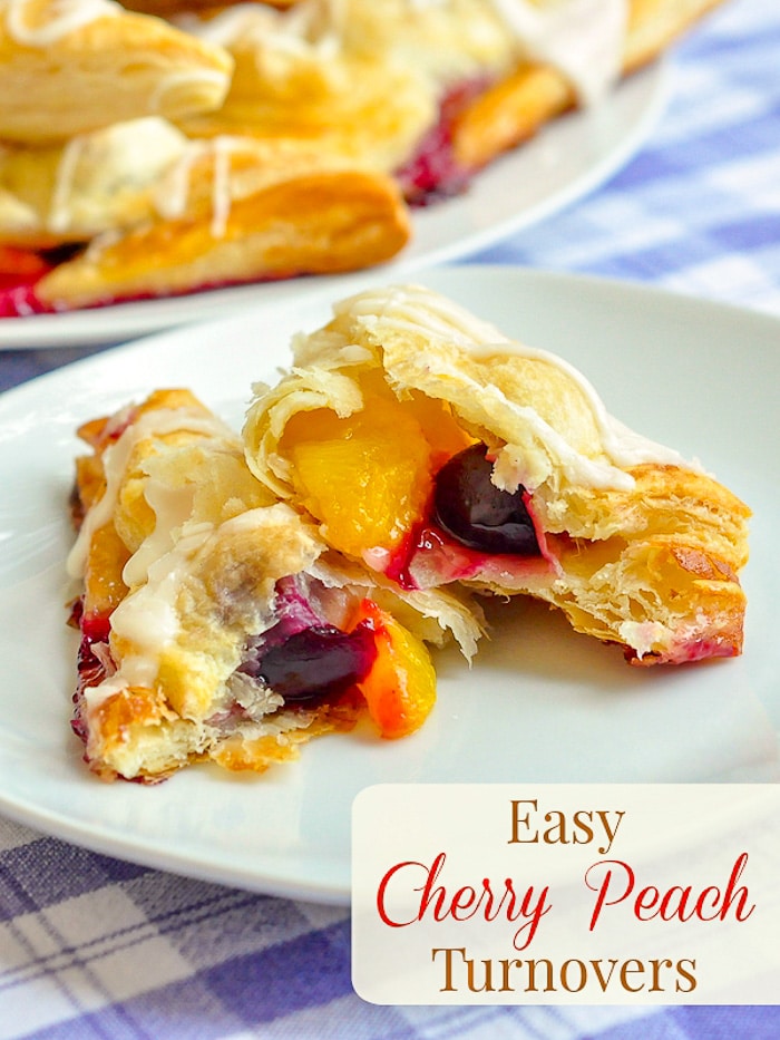 Easy Cherry Peach Turnovers photo with title text for Pinterest