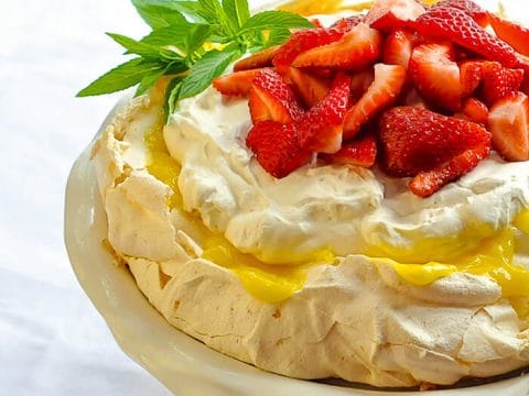 Lemon Pavlova with Strawberries. A tasty new twist on a