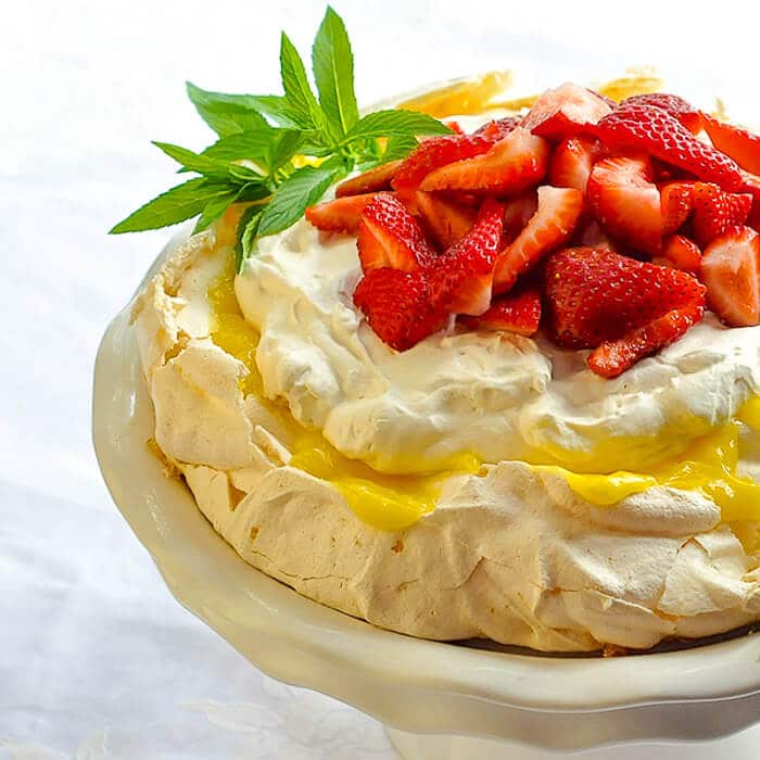 Lemon Pavlova with Strawberries