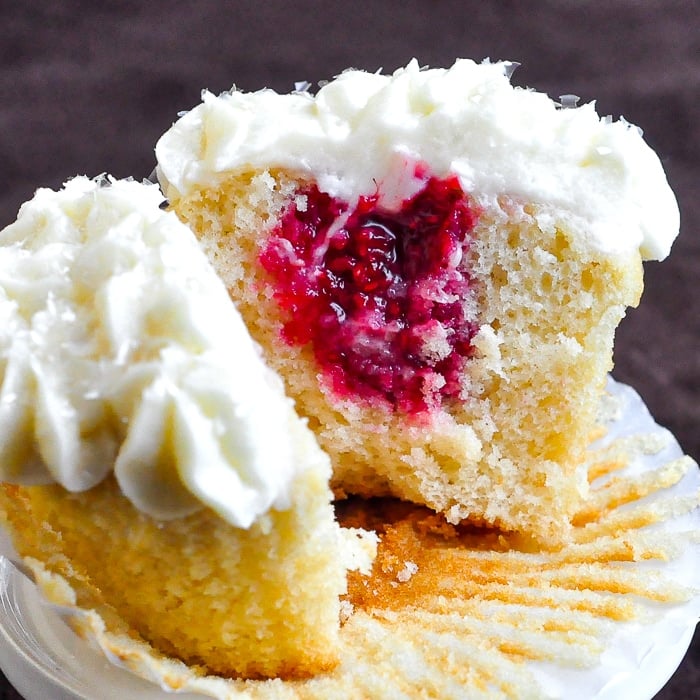 Raspberry Vanilla Cream Cheese Cupcakes square cropped photo fpor featured image