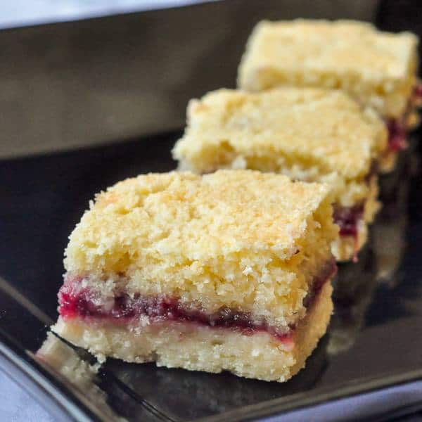 Coconut Jam Squares a simple recipe for a freezerfriendly cookie bar!