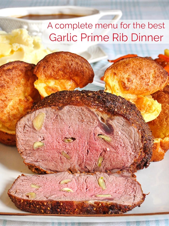 Garlic Prime Rib photo with title text for Pinterest