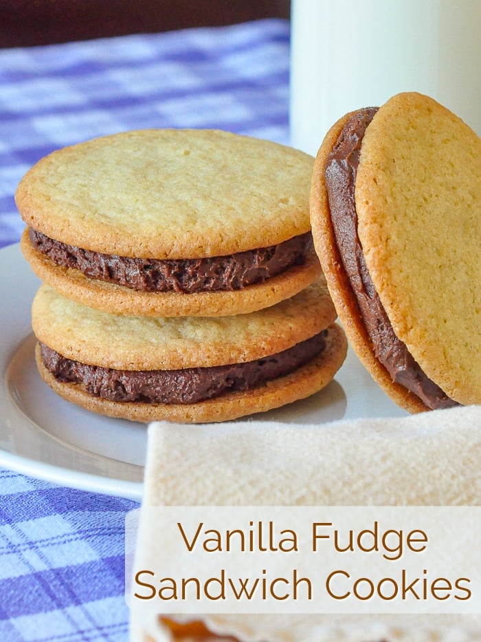 Vanilla Fudge Sandwich Cookies photo with title text for Pinterest