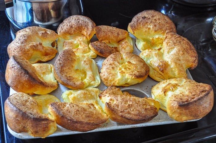 Yorkshire Pudding popovers just out of the oven.