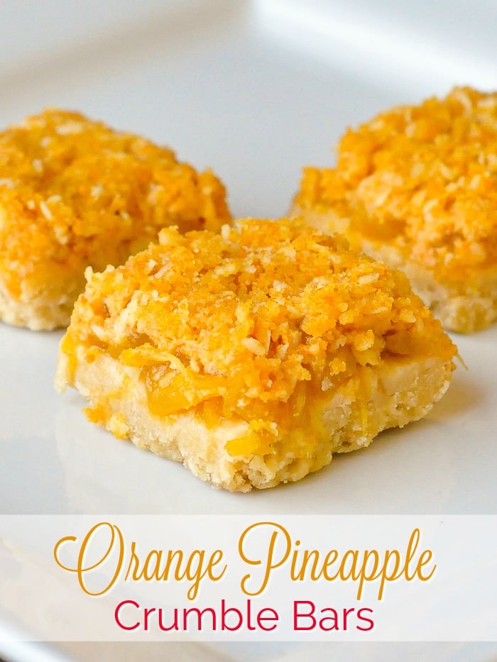 Orange Pineapple Crumble Bars photo with title text for Pinterest
