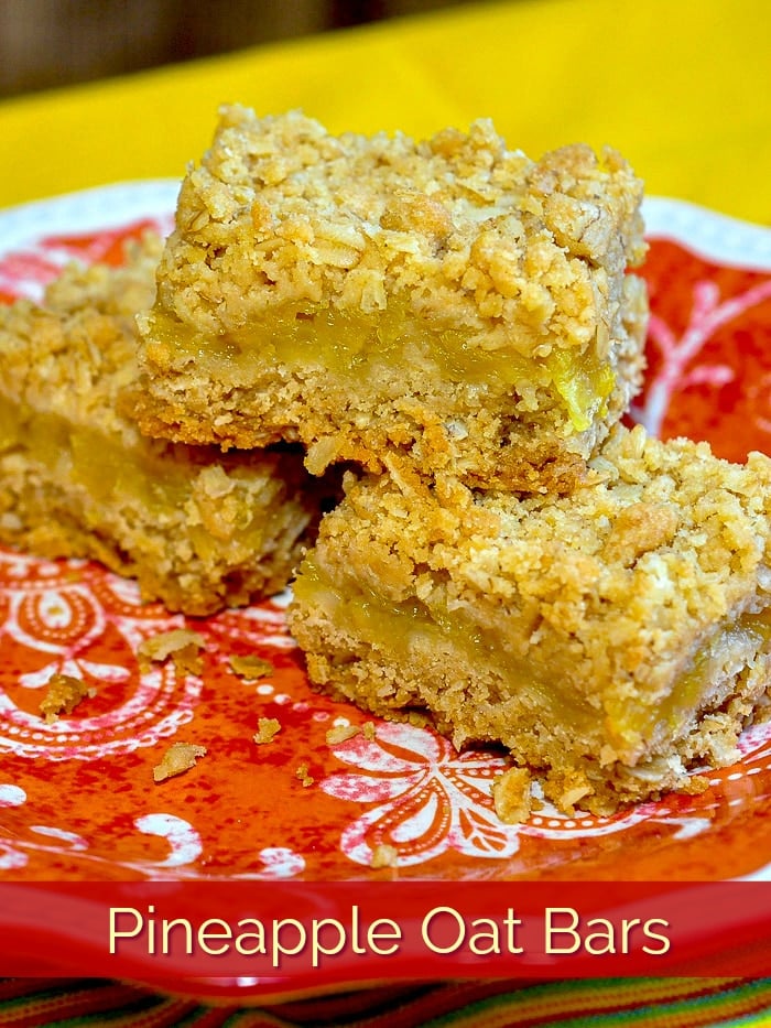 Pineapple Oat Bars photo with title text for Pinterest