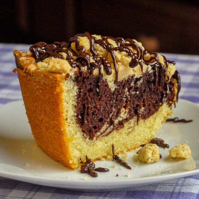Chocolate Swirl Coffee Cake with Vanilla Crumble. An old fashioned recipe!