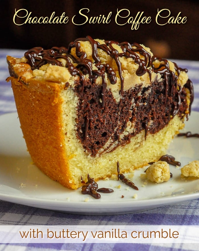 Chocolate Swirl Coffee Cake photo with title text for Pinterest