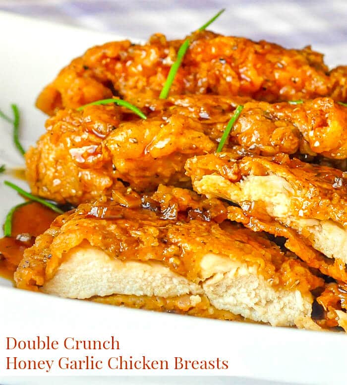 Double Crunch Honey Garlic Chicken Breasts image with title text