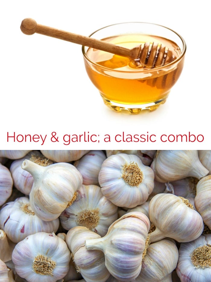 Honey and garlic stock photo collage