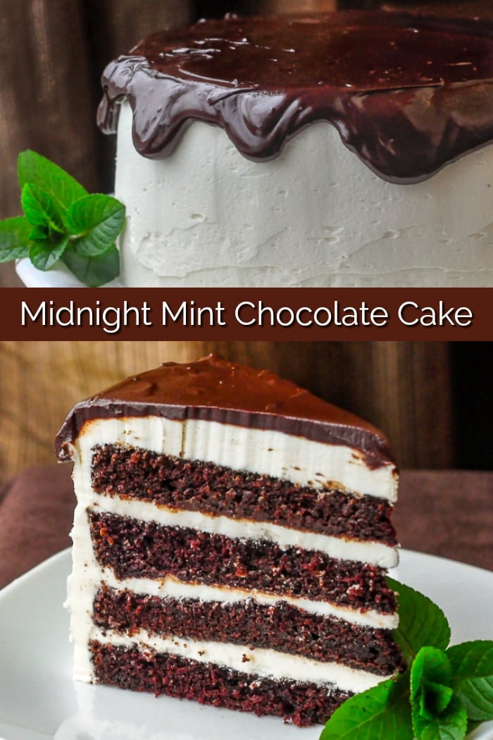 Midnight Mint Chocolate Cake photo collage with title text for Pinterest