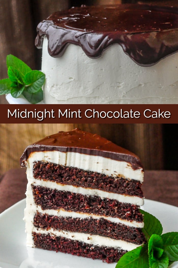 Midnight Mint Chocolate Cake photo collage with title text for Pinterest