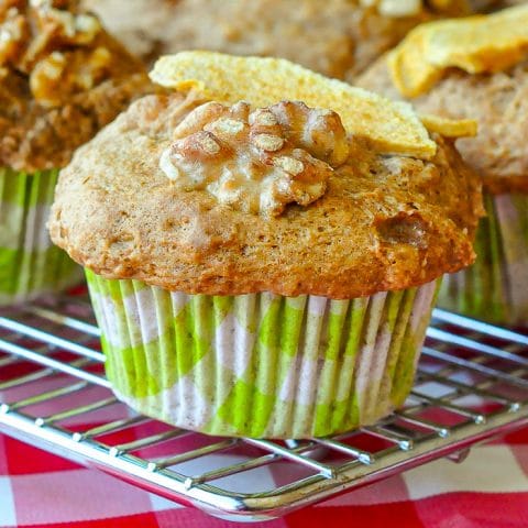 No Added Fat Walnut Apple Muffins.