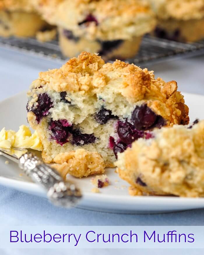 Blueberry Crunch Muffins image with Title Text