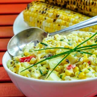 Grilled Corn Salad with Apples, Lemon and Chives