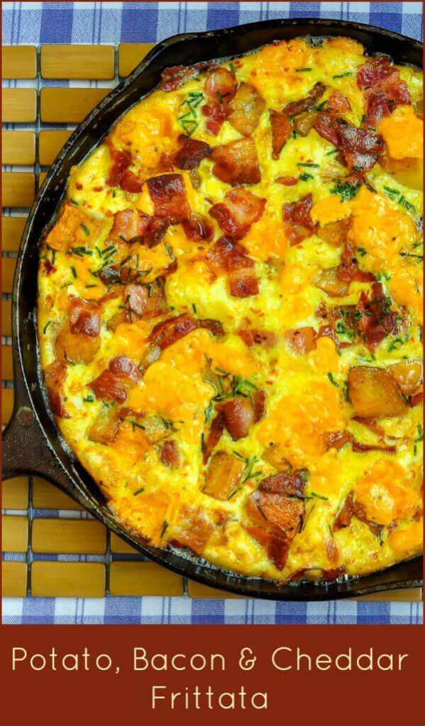 Potato Bacon Cheddar Frittata, a hearty, tasty & satisfying brunch idea!