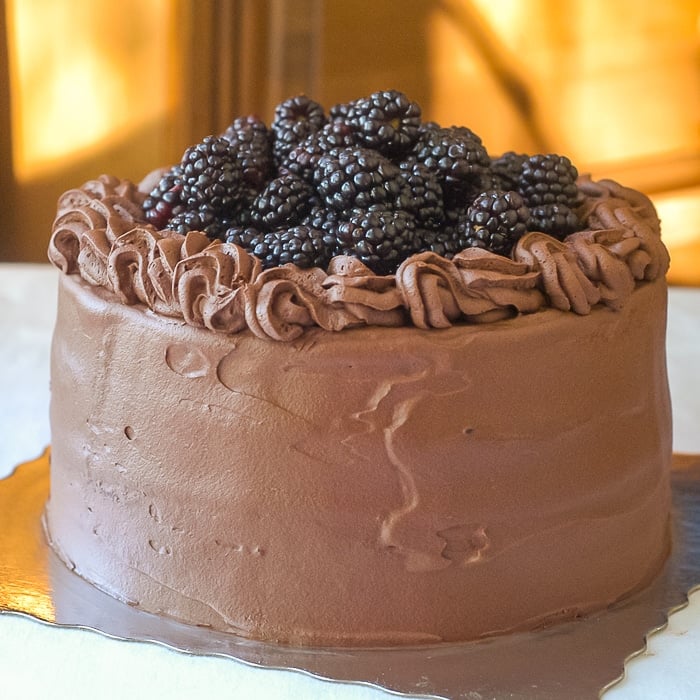 Rum Truffle Cake photo of entire finished cake