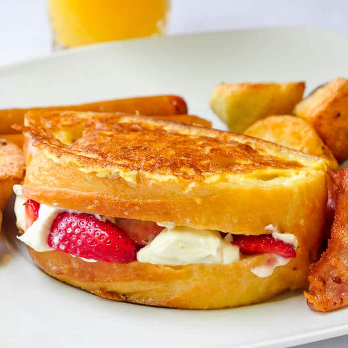 Strawberry Cointreau Cream Cheese Stuffed French Toast