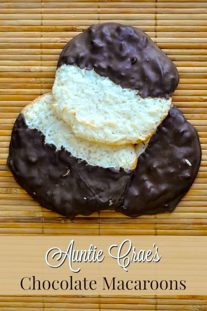 Auntie-Craes-Chocolate-Macaroons photo with title text aded for Pinterest