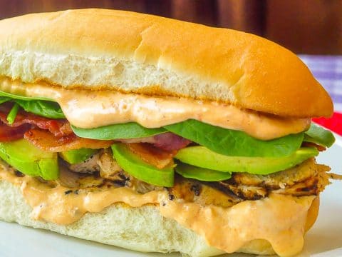 Grilled Chicken Avocado Club Sub With Spicy Sundried Tomato Mayo