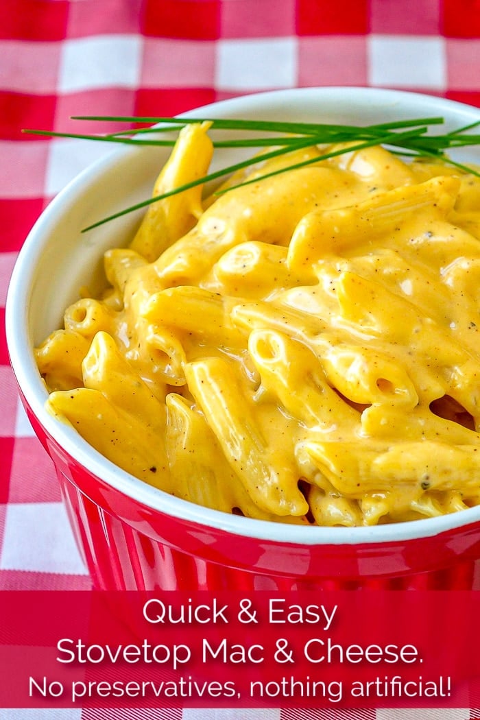 Quick and Easy Stovetop Mac and Cheese photo with title text added for Pinterest