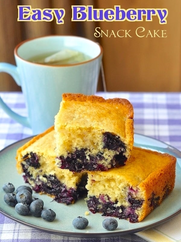 Blueberry Snack Cake, photo with title text