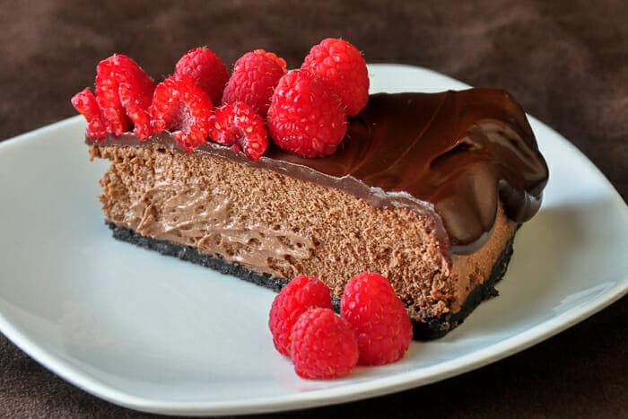 Chocolate Mousse Cheesecake photo of a cut slice